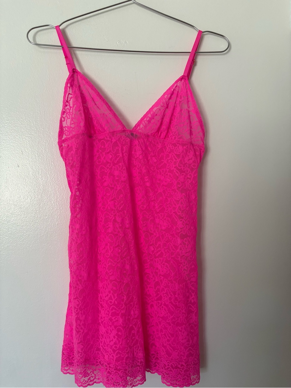Victorias secret Lace Slip Chemise in Hot Pink with Adjustable Straps